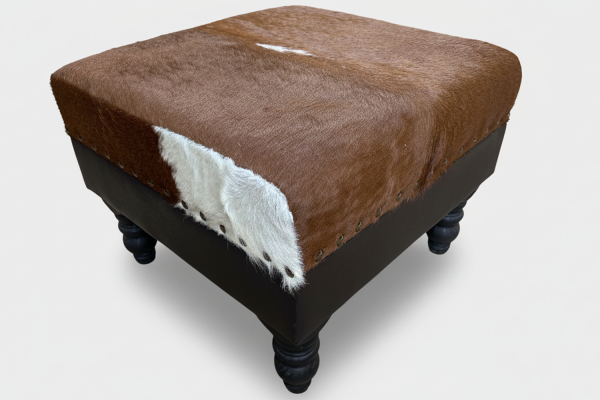 Nguni ottoman Small Brown and white sqaure