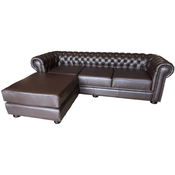 Chesfield 3 seater Universal Chaise Brown Leather LHF