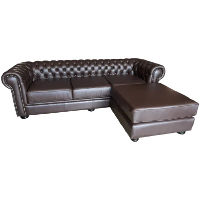 Chesfield 3 seater Universal Chaise Brown Leather RHF