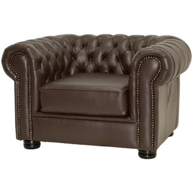 Chesterfield 1 seater Leather Dark brown