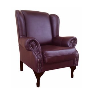 wingback chair oxblood leather