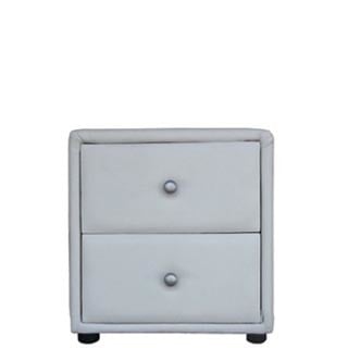 white upholstered 2 drawer pedestal