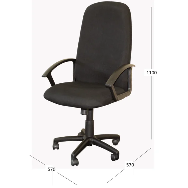 Montana high back office chair Black with dimensions