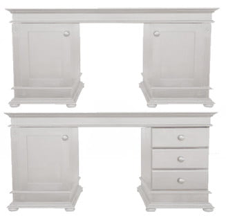 Antique Partner Desk Drawers 1800 White