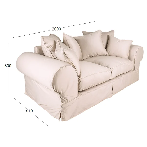 Afrique slipcover 2 seater with dimensions