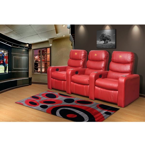 red 3 seat theatre chair recliners with cup holders