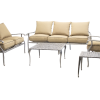 Aluminium Morris 6 Seater 5 Piece Silver Set with Beige Cushions