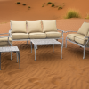 Aluminium Morris 6 Seater 5 Piece Silver Set with Beige Cushions - lifestyle