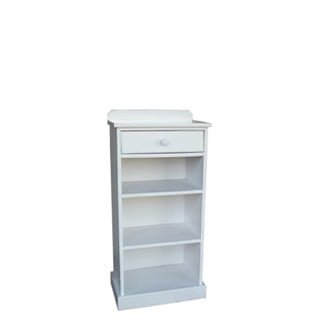 white bookcase with 1 drawer