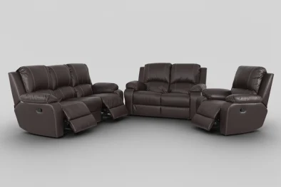 Genuine Full Leather 3 Piece 3 Action Recliner Set Special (Premier 1 Seater 1 Action, 2 Seater And 3 Seater 2 Action) Brown