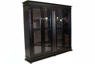 Grandeur Double Bookcase Glass Doors Painted Bordeaux