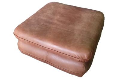 Genuine Full Leather Regal Ottoman - Exotic Brandy