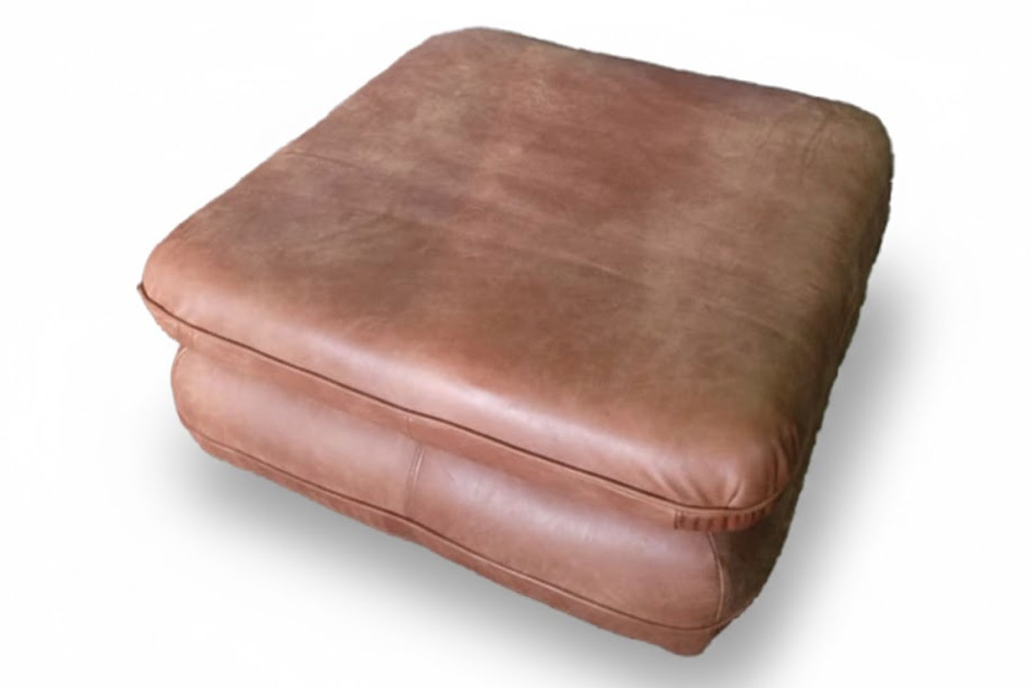 Genuine Full Leather Regal Ottoman - Exotic Brandy
