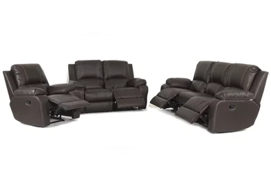 3 Piece 5 Action 6 Seater Recliner Brown