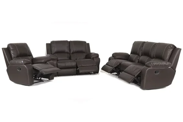 3 Piece 5 Action 6 Seater Recliner Brown