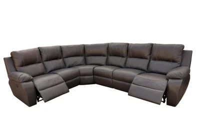 GENUINE LEATHER 6 SEATER 2 ACTION CORNER RECLINER 1