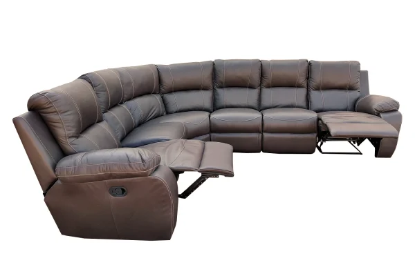 GENUINE LEATHER 6 SEATER 2 ACTION CORNER RECLINER 2