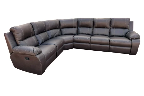 GENUINE LEATHER 6 SEATER 2 ACTION CORNER RECLINER 3