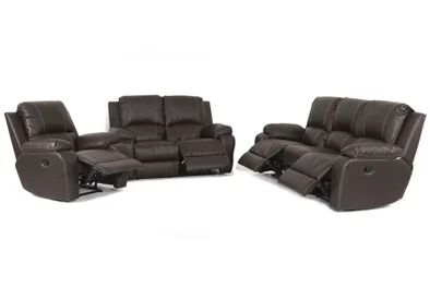 Genuine FULL LEATHER 3 PIECE 5 ACTION Recliner SET SPECIAL (PREMIER 1 SEATER 1 ACTION, 2 SEATER 2 ACTION AND 3 SEATER 2 ACTION) BROWN