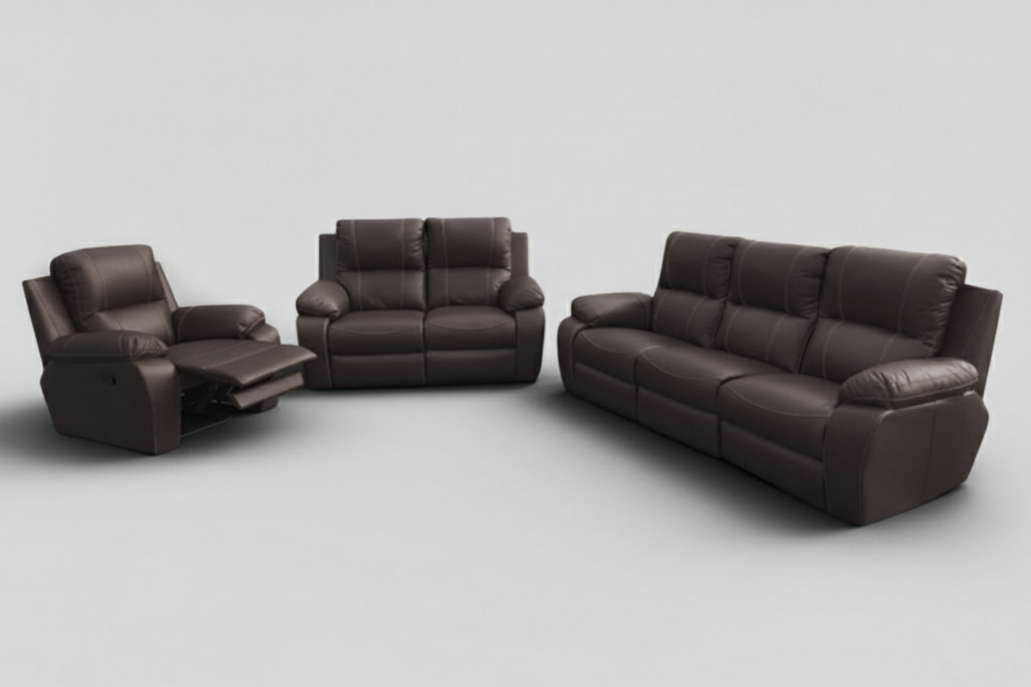 Genuine Full Leather 3 Piece 1 Action Set Special (Premier 1 Seater 1 Action, 2 Seater And 3 Seater) Brown