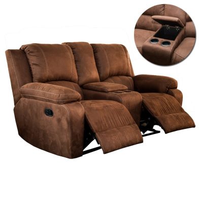 reclining two seater couch with console