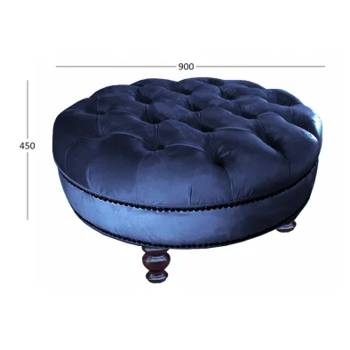 CHURCHILL OTTOMAN ROUND FABRIC WITH DIMENSIONS