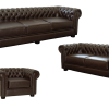 Chesfiled Set 1,2,3 Leather Cark brown