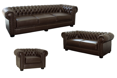 Chesfiled Set 1,2,3 Leather Cark brown