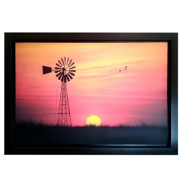 dark framed print of windmill