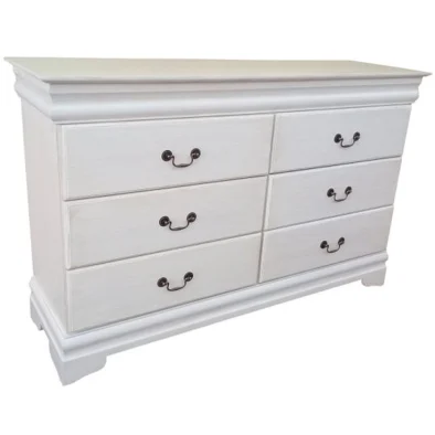 cindy 6 drawer chest distressed white