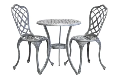 Aluminium Coral 2 seater Silver on Black Dining set special 600 round