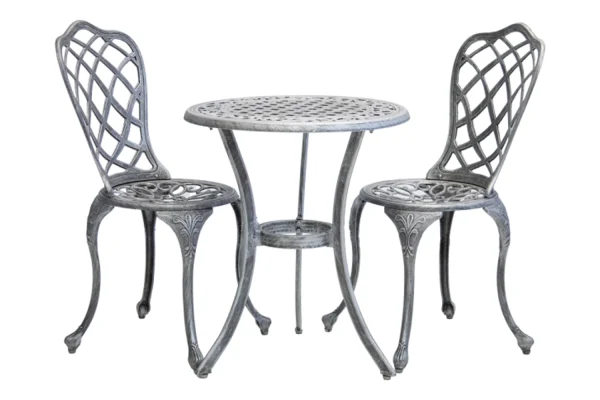 Aluminium Coral 2 seater Silver on Black Dining set special 600 round