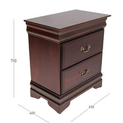 Cindy 2 drawer pedestal with dimensions