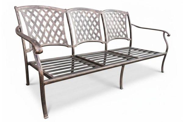 CLASSIC-MORRIS-3-SEATER-CAST-ALUMINIUM-BRONZE-ON-BLACK---SHOP-SOILED