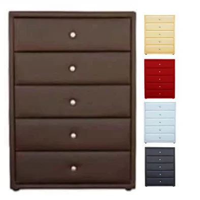 AMELIA 5 DRAWER CHEST (VARIOUS LEATHERETTE OR LEATHER OPTIONS)