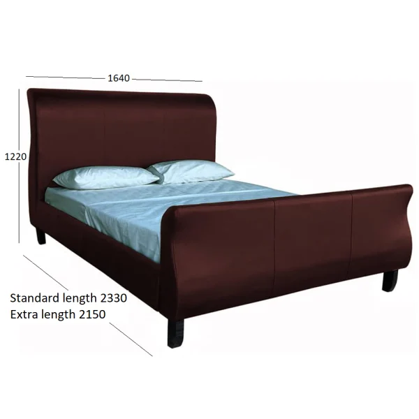 SLEIGH BED QUEEN L & L WITH DIMENSIONS