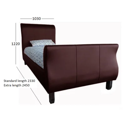 SLEIGH BED SINGLE L & l WITH DIMENSIONS