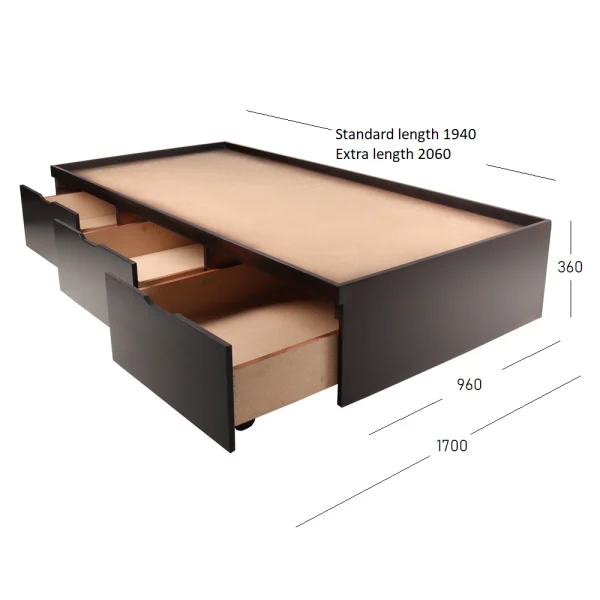 Basebed single WITH DIMENSIONS