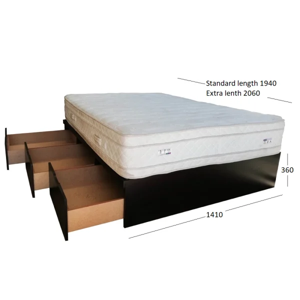 BASEBED 3 DRAWER DOUBLE WITH DIMENSIONS