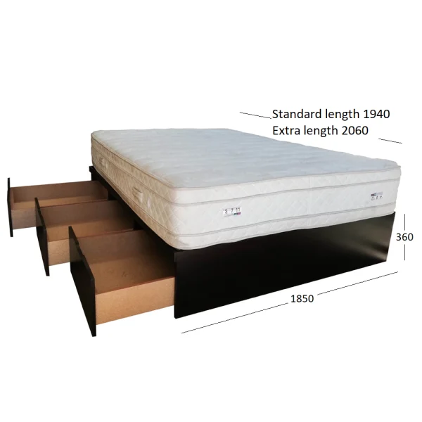 BASEBED 3 DRAWER KING WITH DIMENSIONS