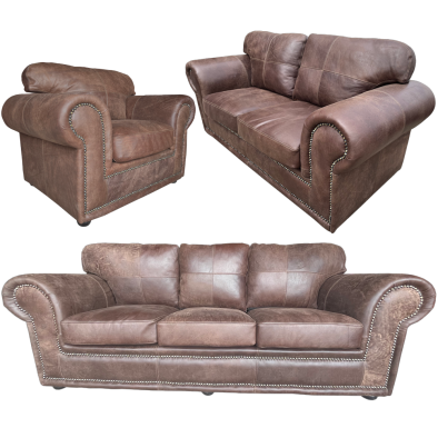 Afrikan 1+2+3 Seater Couch Set Exotic leather W-Brown
