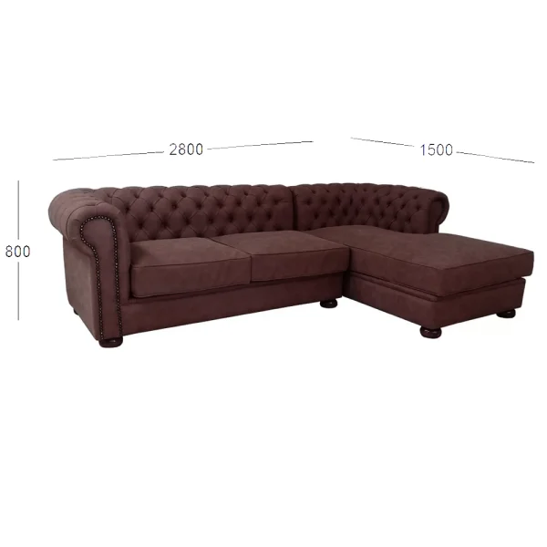 cHESTERFIELD UNIVERSAL CHAISE WITH DIMENSIONS