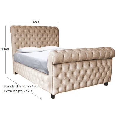 CHESTERFIELD QUEEN BED FABRIC WITH DIMENSIONS