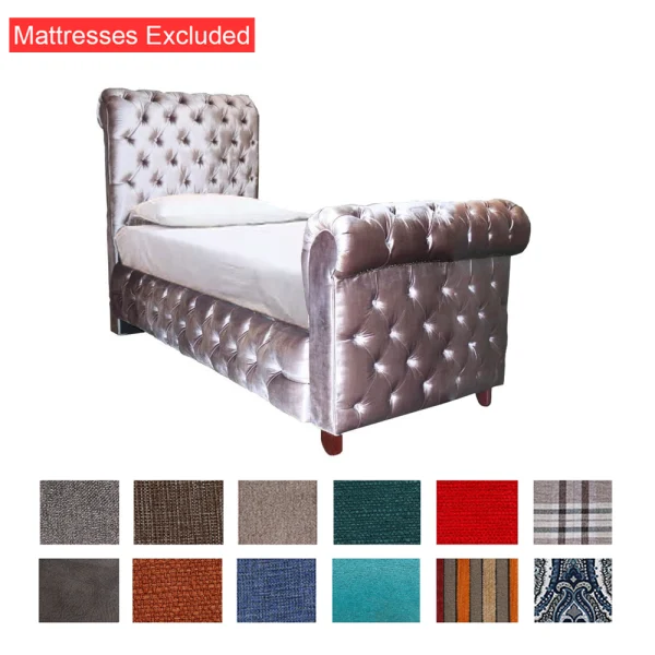 Chesterfield bed single fabric various colours