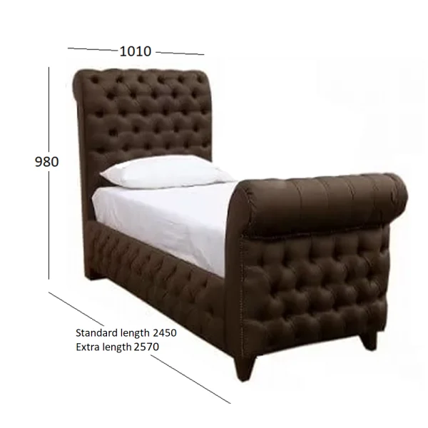 CHESTERFIELD SINGLE BED L & L WITH DIMENSIONS