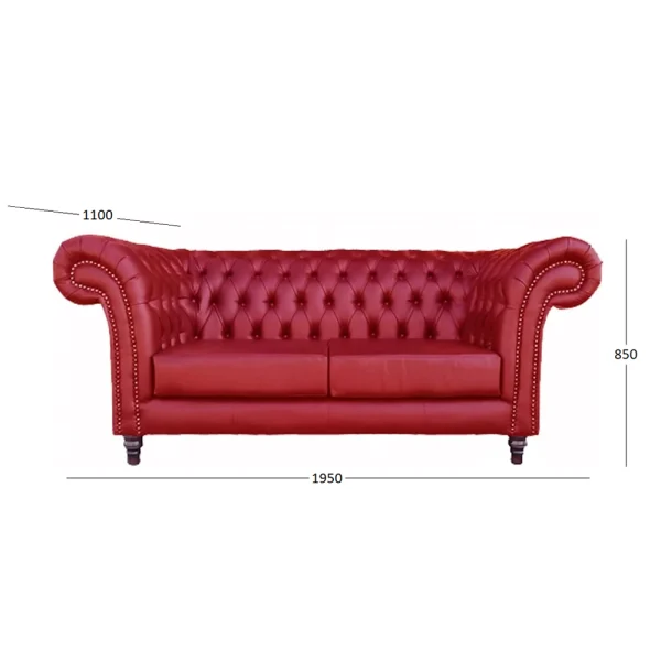 CHURCHILL 2 SEATER FABRIC WITH DIMENSIONS