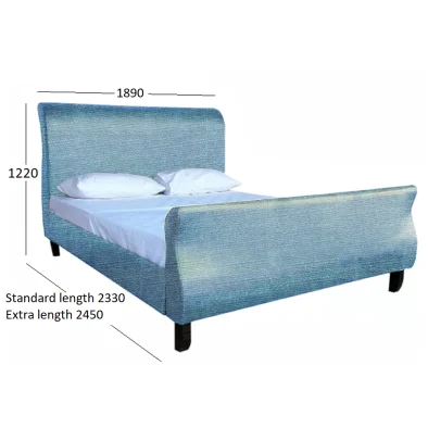 SLEIGH BED KING FABRIC WITH DIMENSIONS