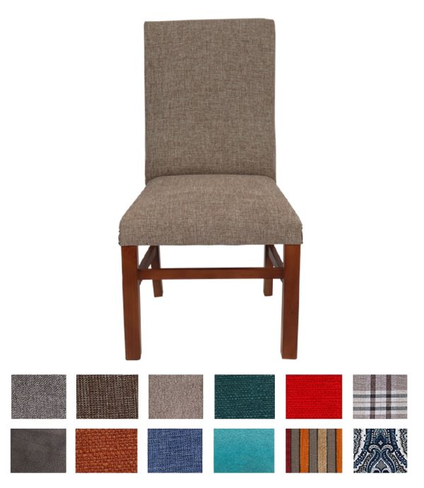 Schubert dining chair with fabric swatches