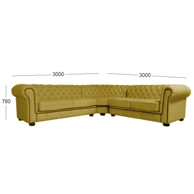 CHESTERFIELD 5 SEATER CORNER COUCH FABRIC