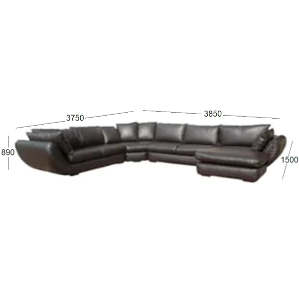REGAL 7 SEATER CNR WITH CHAISE LL WITH DIMENSIONS